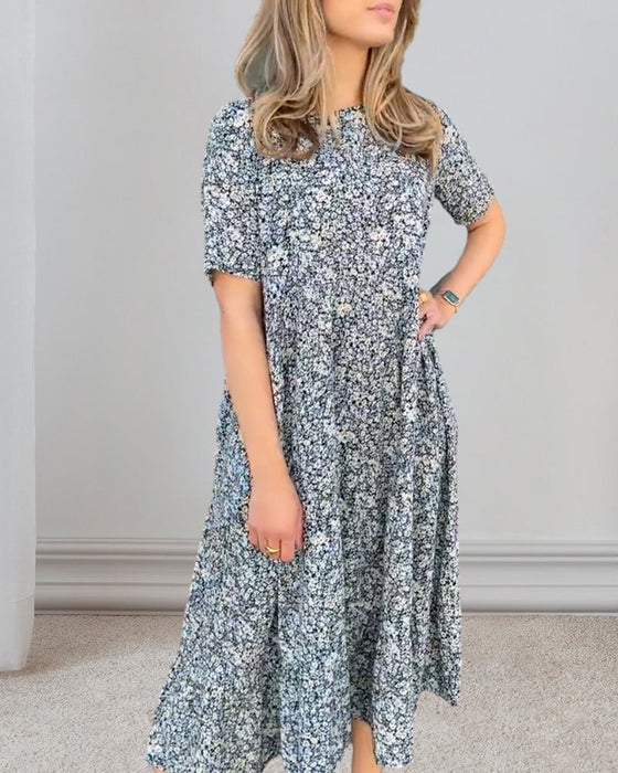 Short sleeve floral print dress
