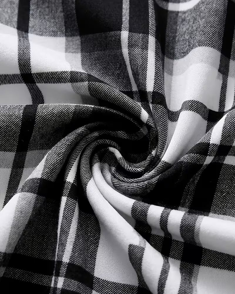 Lapel Checkered Short Sleeve Casual Shirt