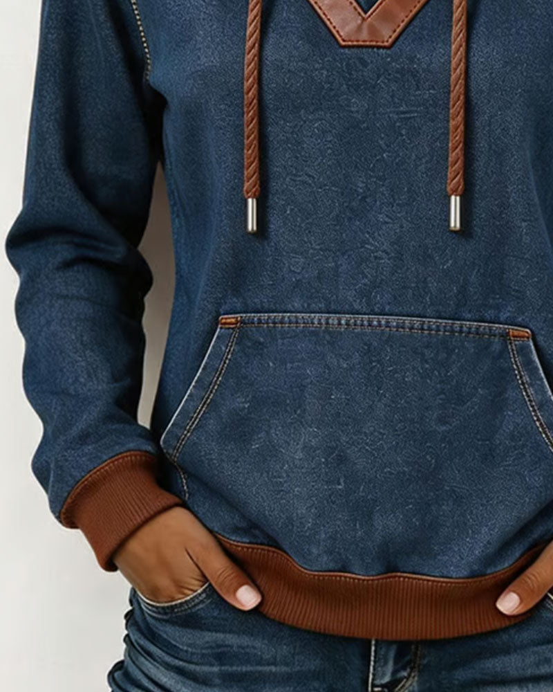 Patchwork Long Sleeve Hoodie