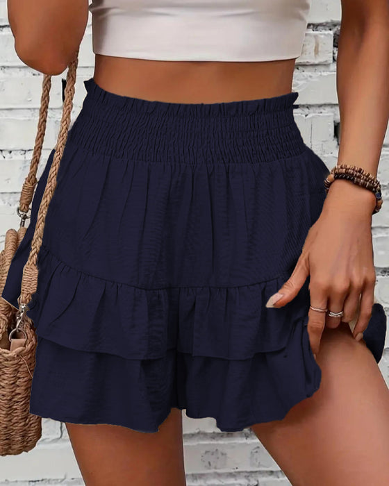 Wide-Leg Short Casual Flowy Skorts