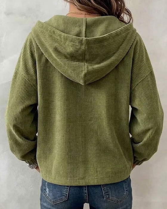 Casual Hooded Button Pocket Coat