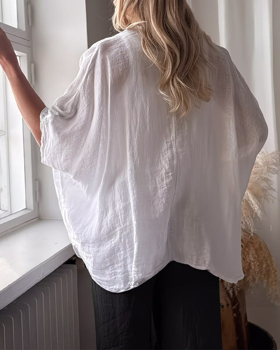 Loose Batwing Sleeve Solid Blouse