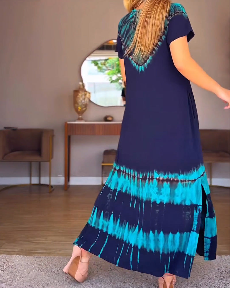 V-Neck Placement Print Dress