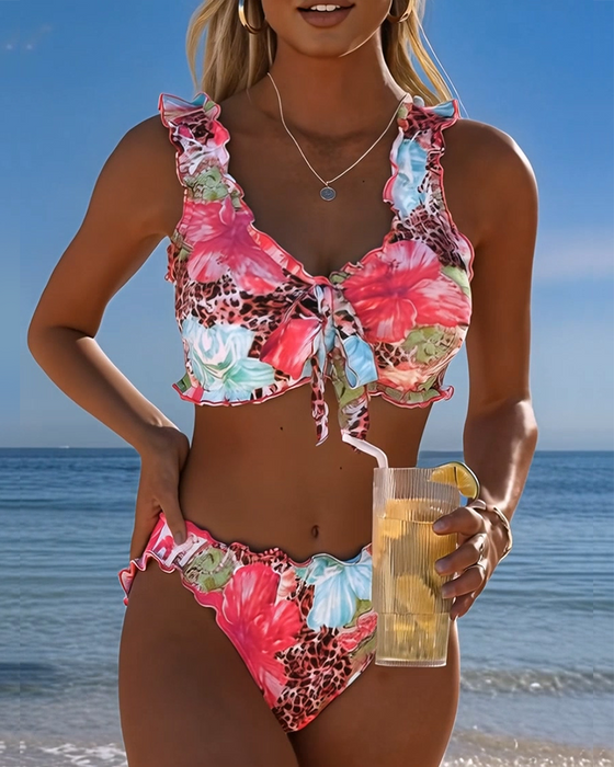 Floral Leopard Patchwork Bikinis