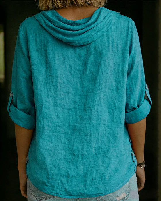 Turn-Down Collar Cotton Top