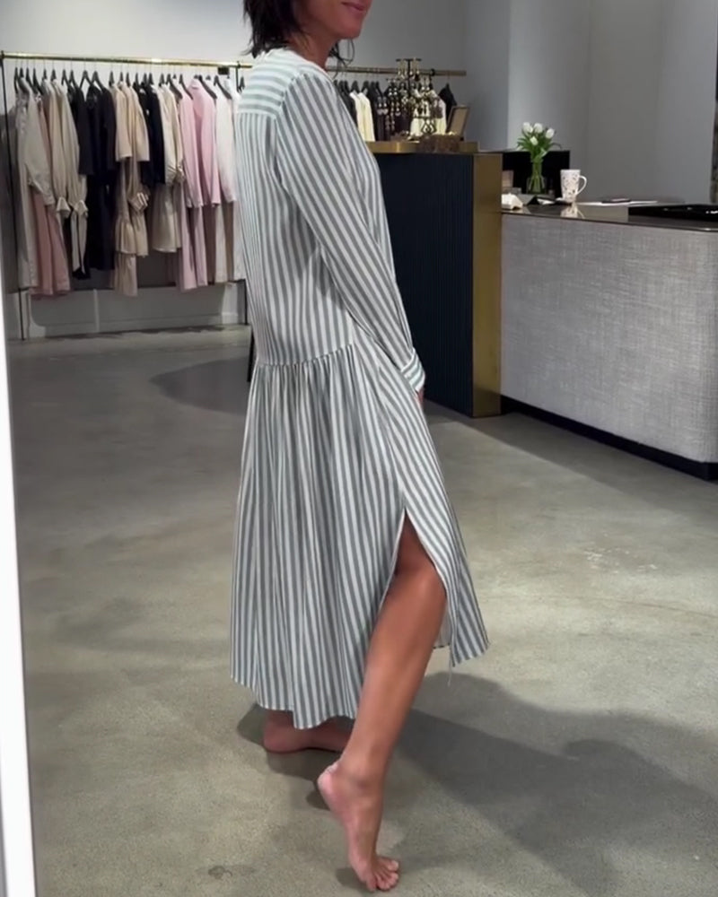 Striped Side Slit Maxi Dress