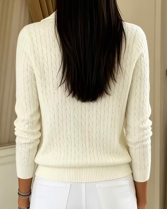 Lapel Zipped Long Sleeve Sweatshirt