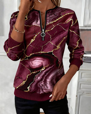 Half-Zip 3d Digital Print Sweatshirt