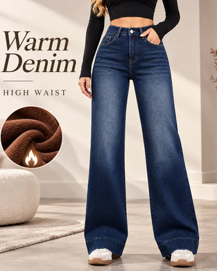Fleece-Lined Wide-Leg Jeans