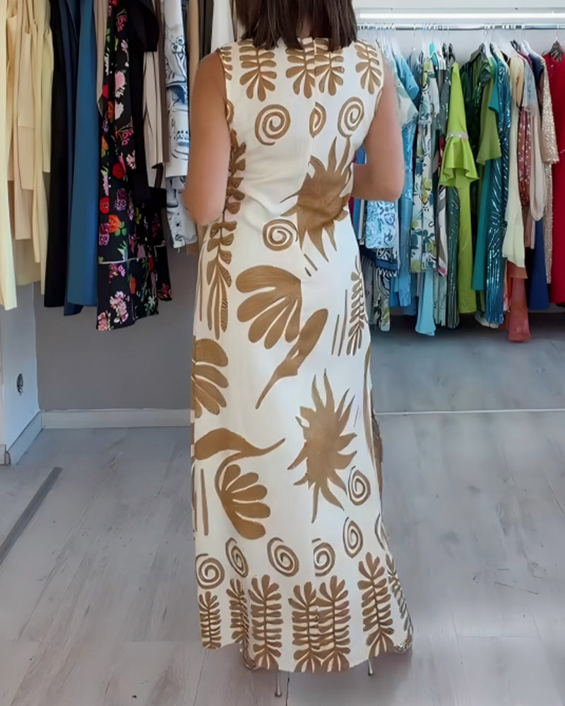 V-Neck Sleeveless Shift Dress