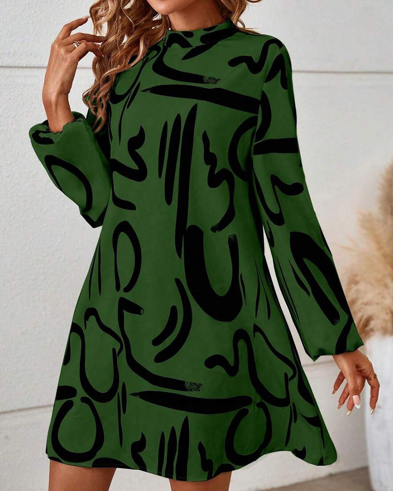 Fashionable Geometric Contrast Print Dress