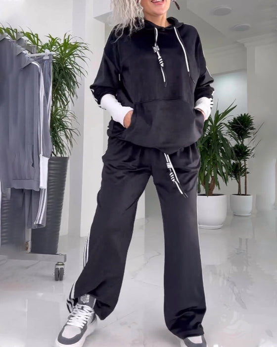 Hooded sweatshirt and pants two-piece set