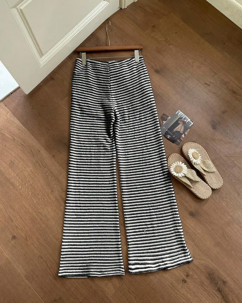 High Waist Striped Casual Pants