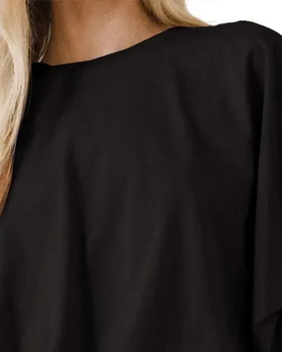 Solid Color Puff Sleeve Cropped Top