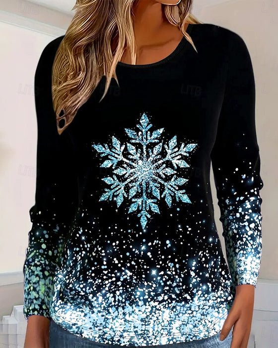 Eye-Catching Casual Snowflake Top
