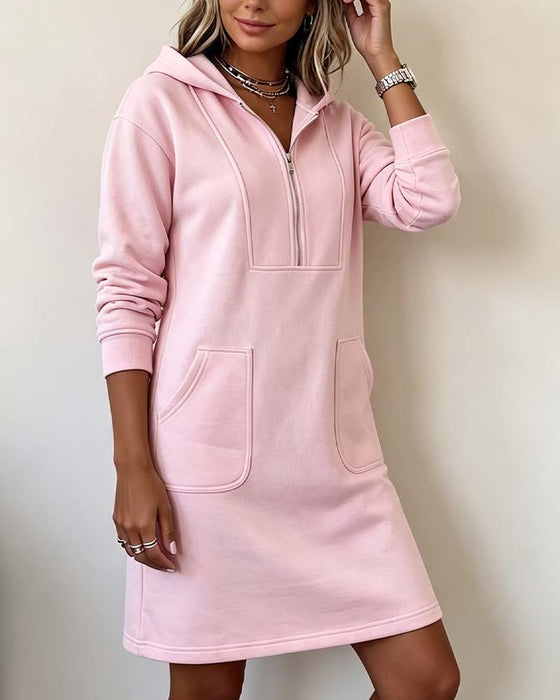 Hooded Zip Pocket Dress