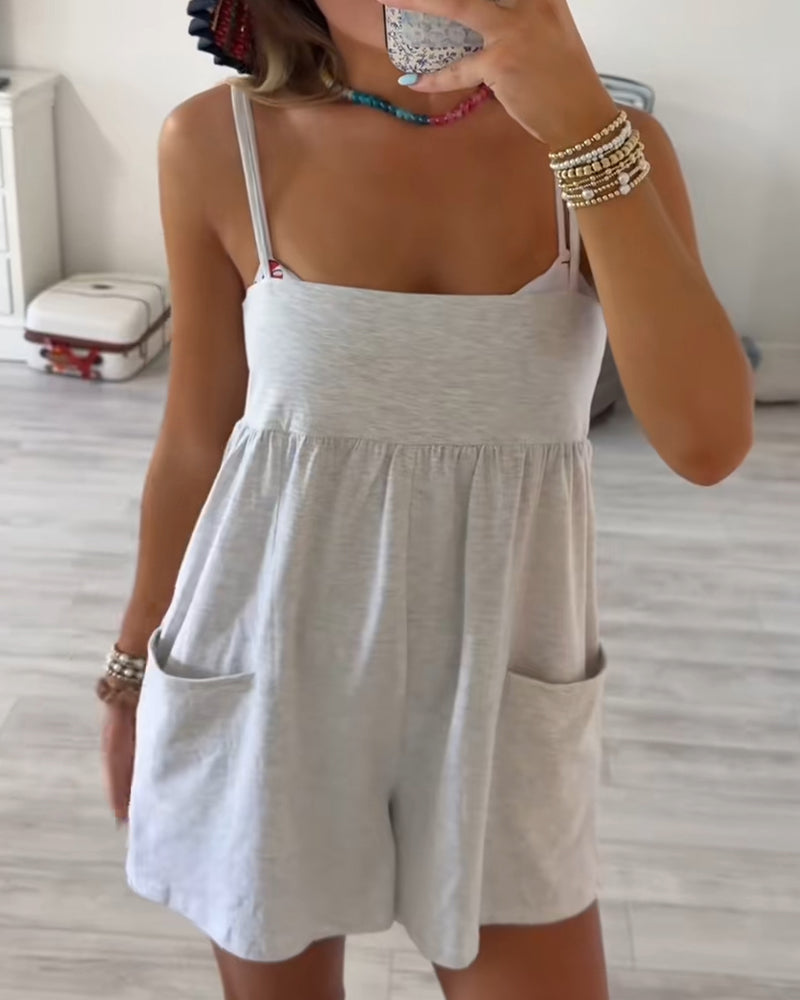 Strappy Double Pocket Swimsuit Coverup Romper