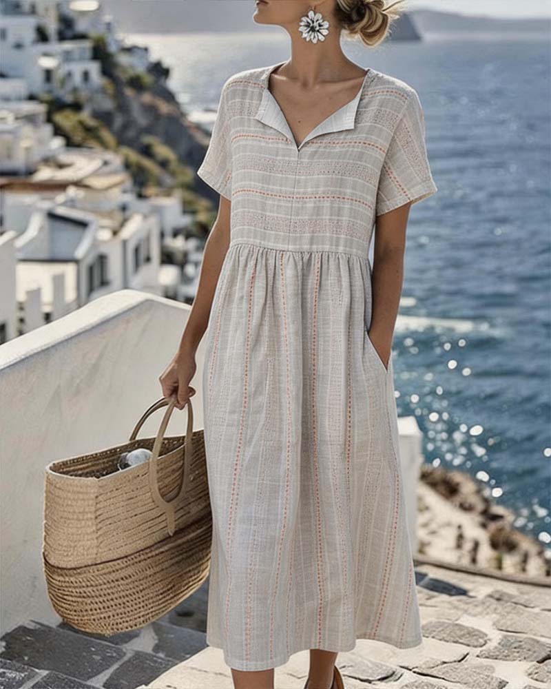 Striped Short Sleeve Dress