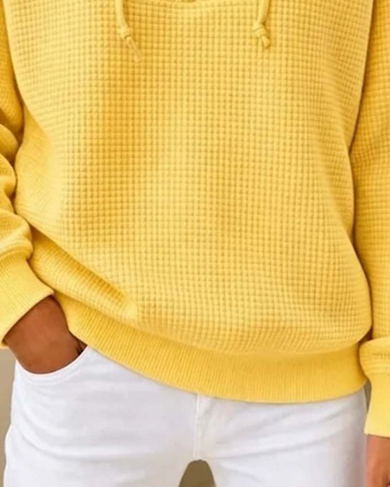 Waffle Drawstring Half-Zip Sweatshirt
