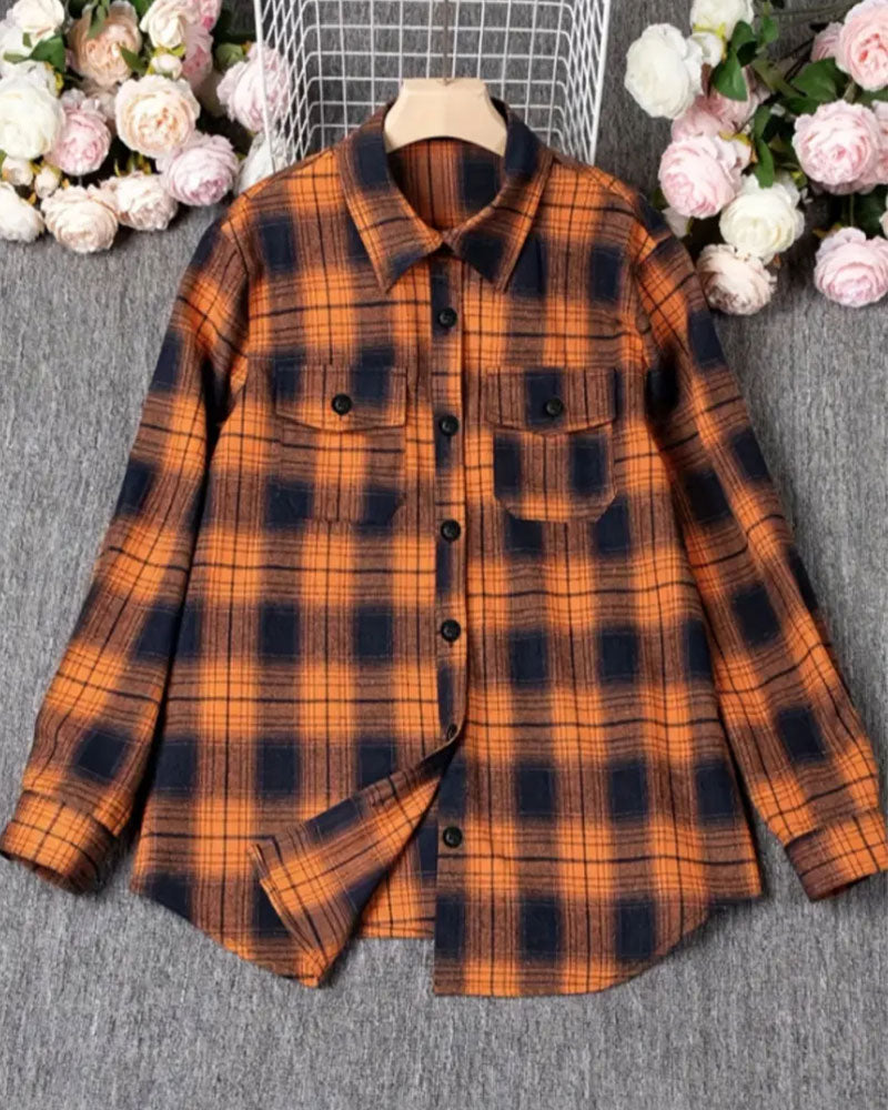 Casual Plaid Shirt Blouse