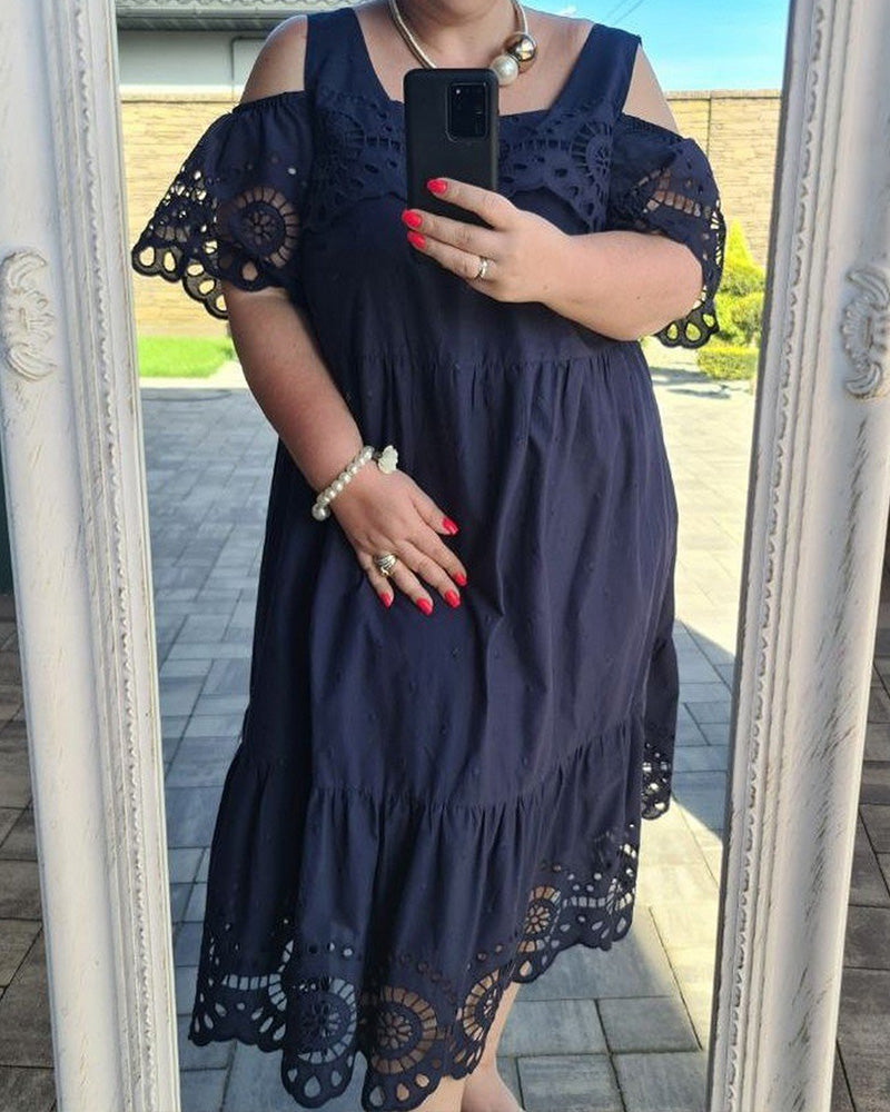 Off-Shoulder Lace Spaghetti Strap Dress