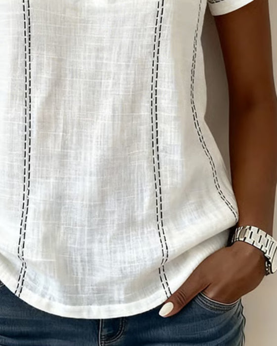 Small Square Neck Solid Button Blouse