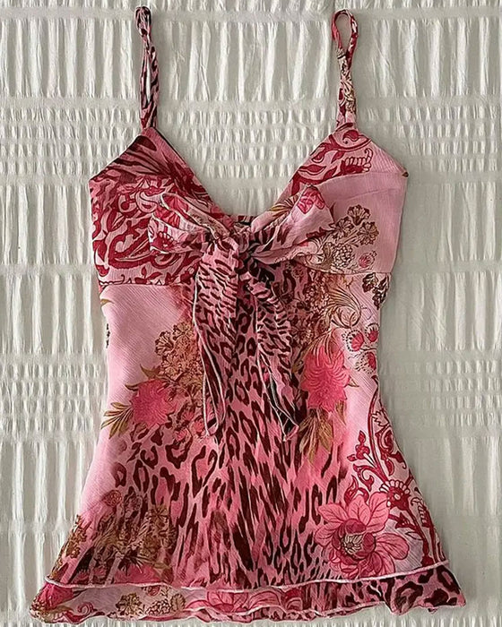 Leopard Bowknot Cami Top