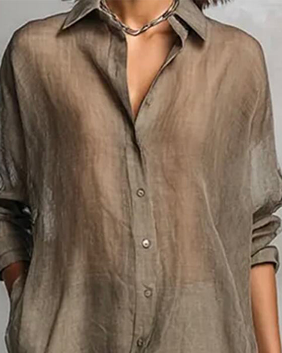 Lapel Button Slit Dress