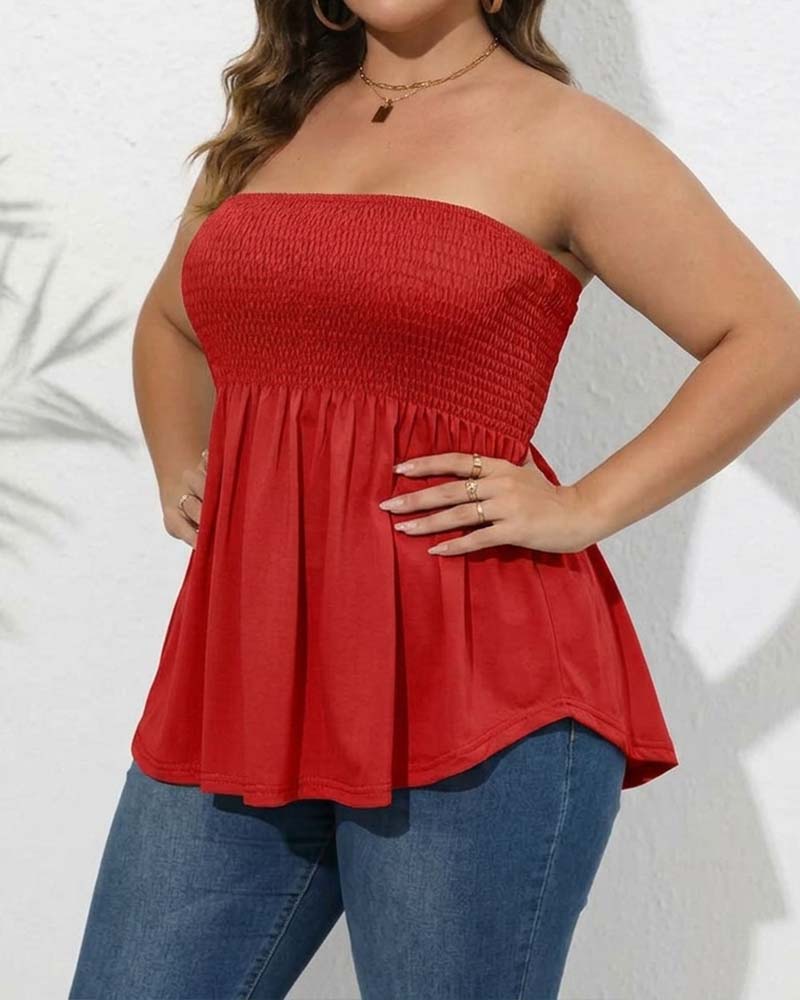 Elastic Strapless A-Line Top