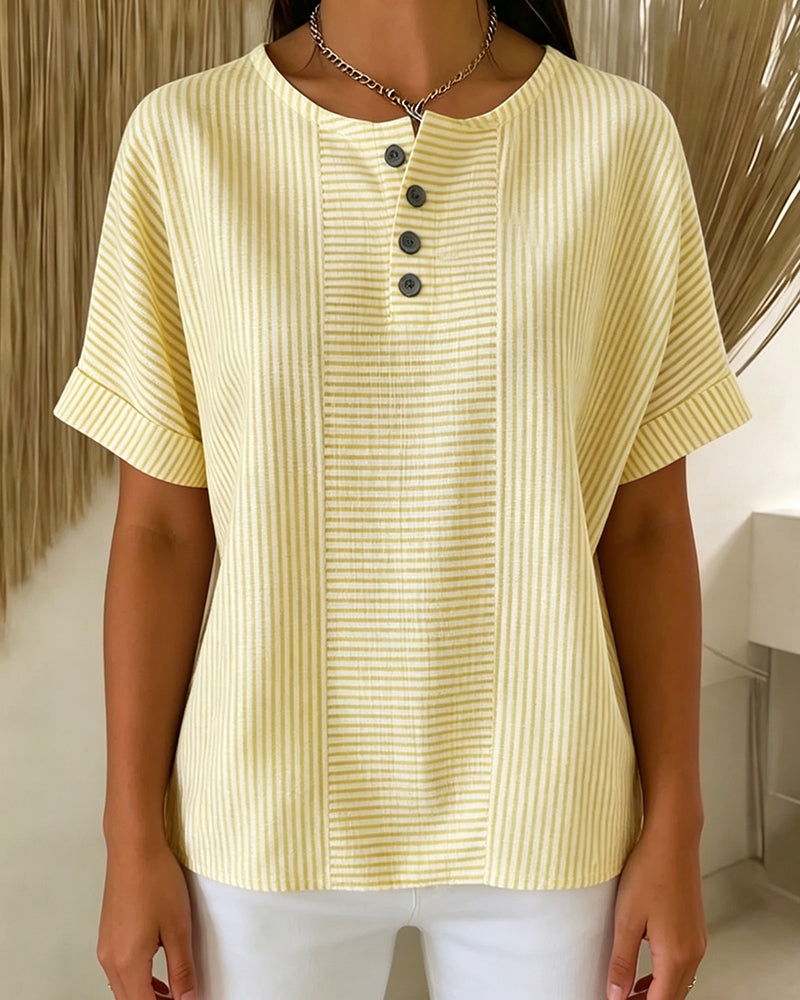 Round Neck Short Sleeve Blouse
