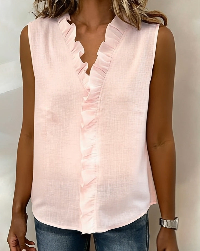 Ruffled Sleeveless Tank Top