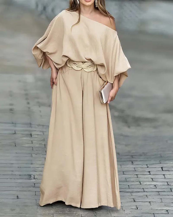Casual One Shoulder Two Piece Set