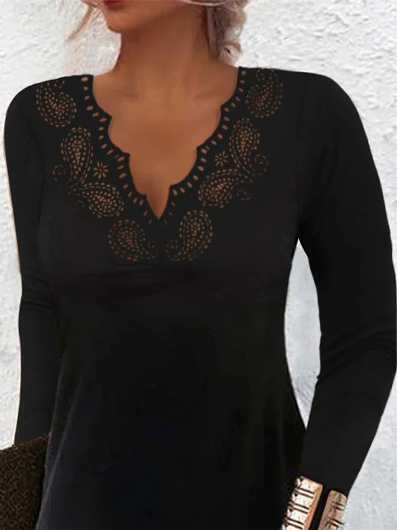 Long-Sleeved Crochet Slimming Dress