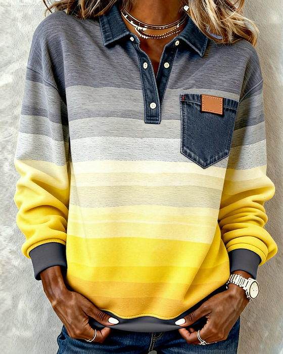 Casual Gradient Long-Sleeved Sweatshirt