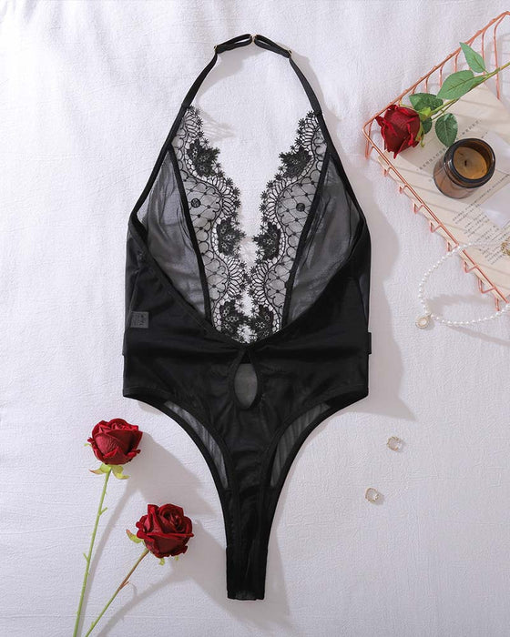 See-Through Backless Cutout One-Piece Lingerie