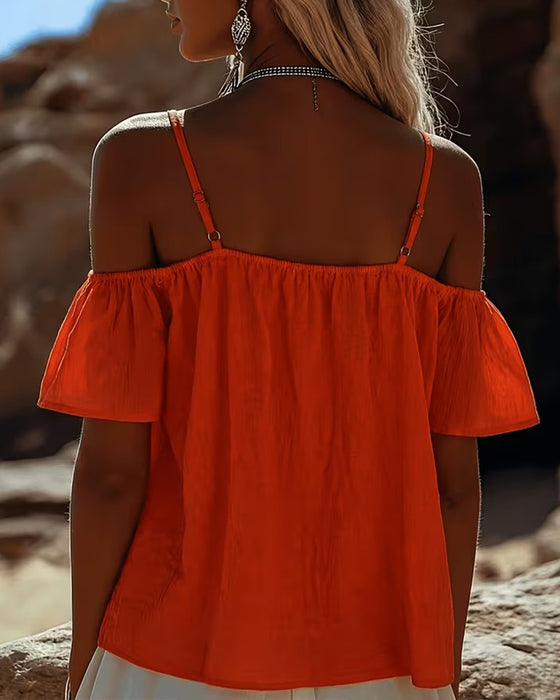 Lace Patchwork Off-Shoulder Blouse