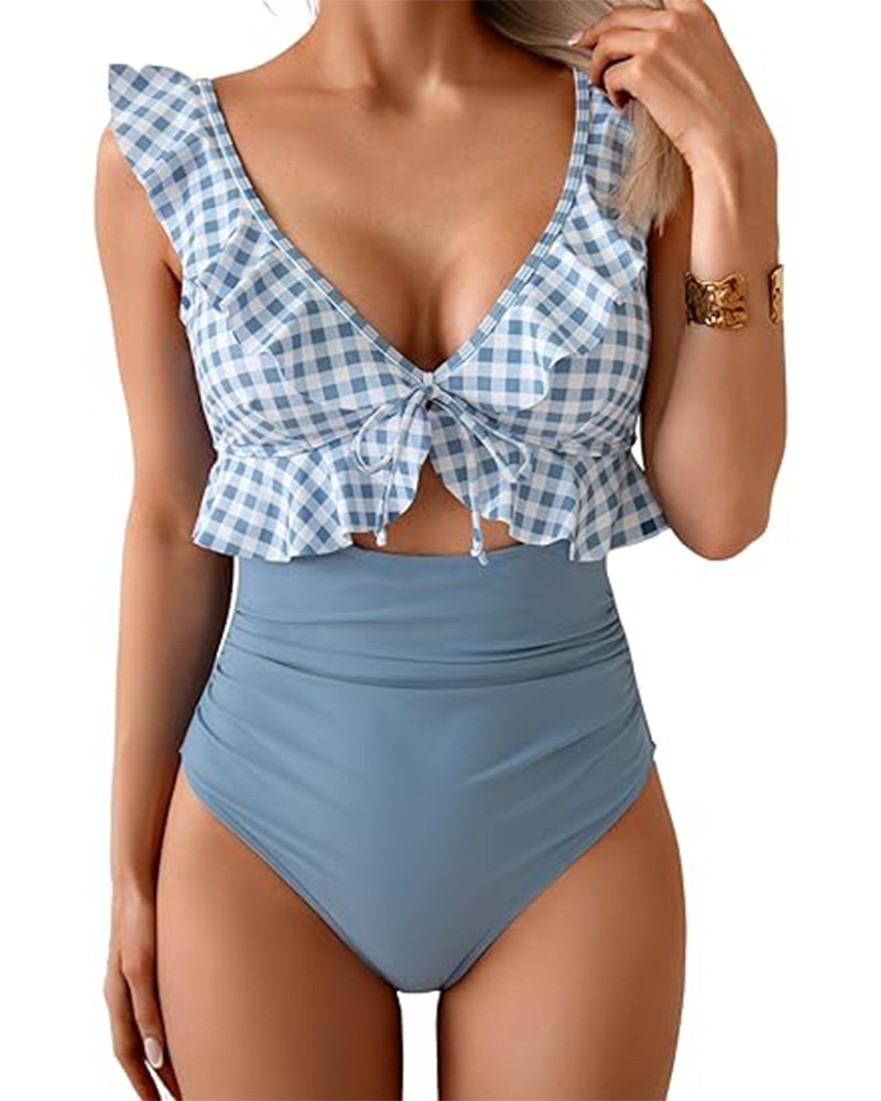 Ruffle Pleated One-Piece