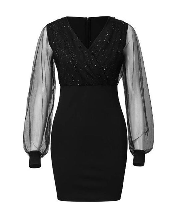 Elegant mesh v-neck dress
