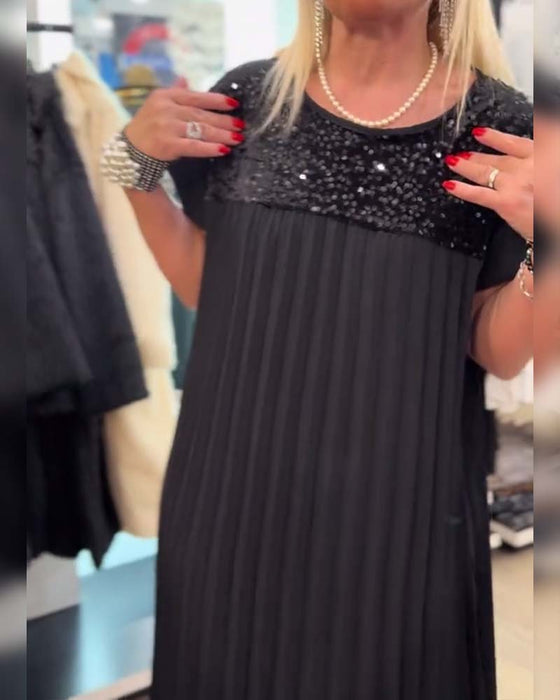 Fashionable Sequined Short-Sleeved Dress