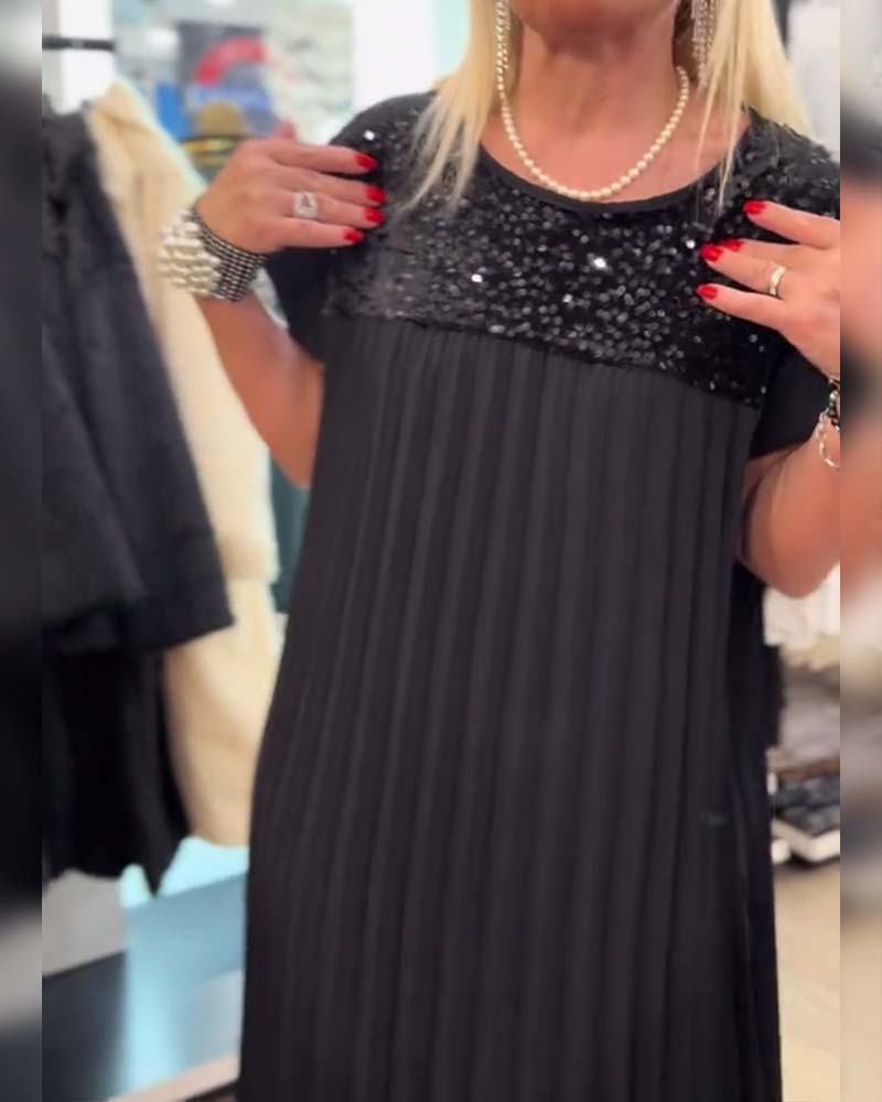 Fashionable Sequined Short-Sleeved Dress