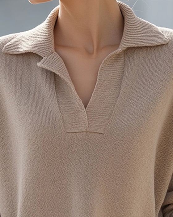 Lapel Pockets Drop Shoulder Jumper
