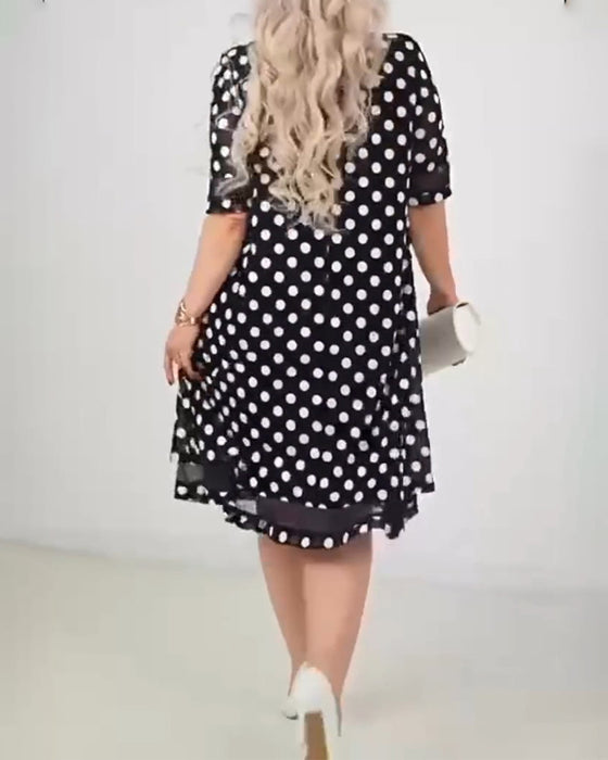 Polka Dot Straight Dress