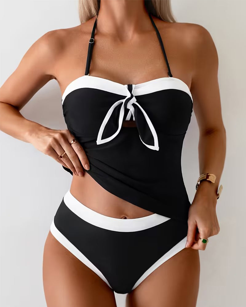 Halter Bandeau Contrast Tankini