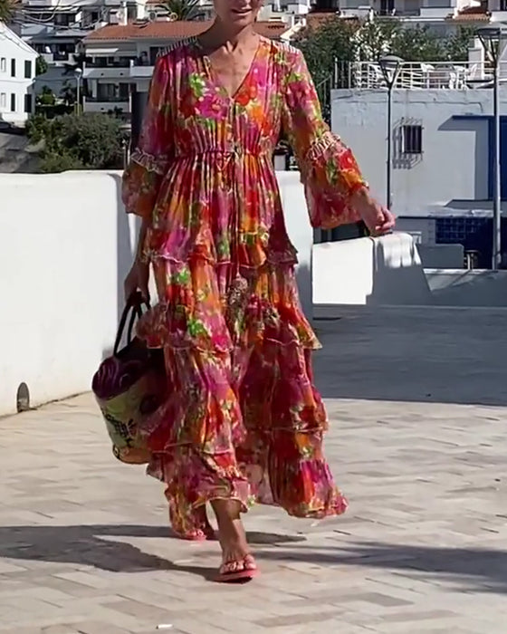 Ruffled V-Neck Dress