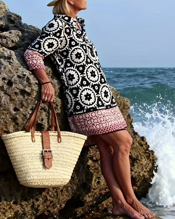 Ethnic Style Three-Quarter Sleeve Dress