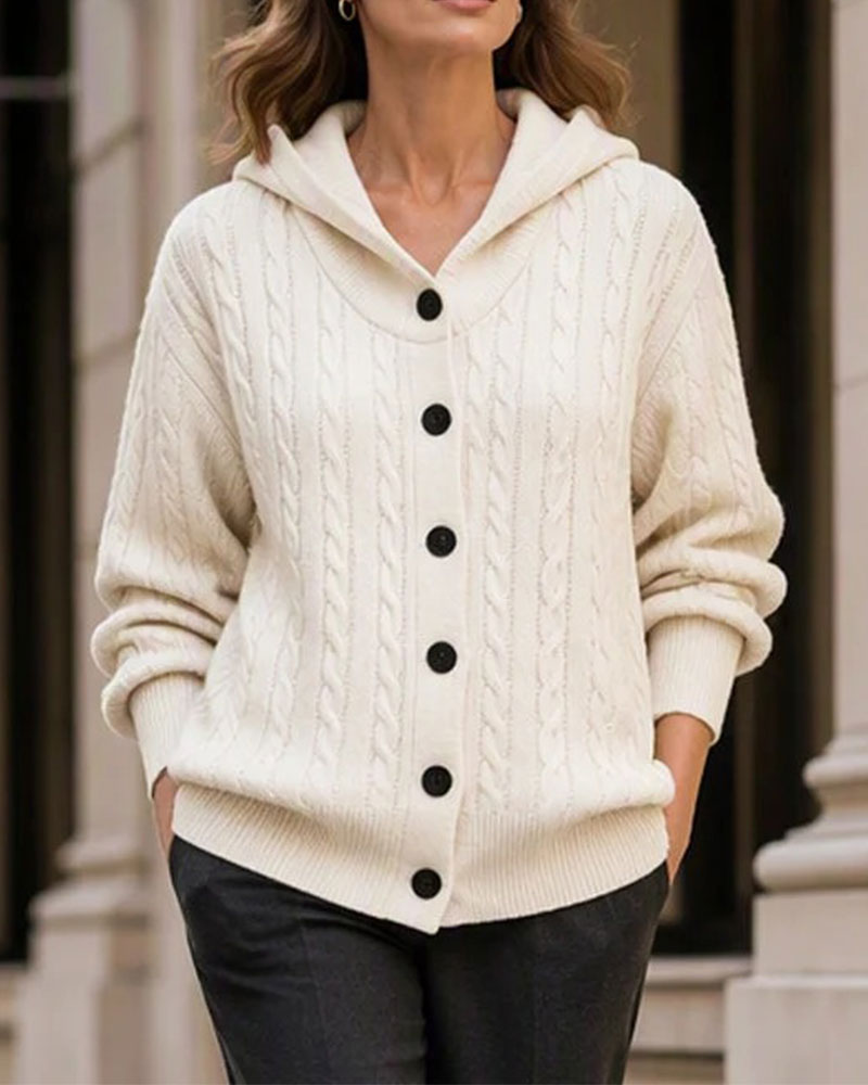 Hooded Open Front Knit Cardigan