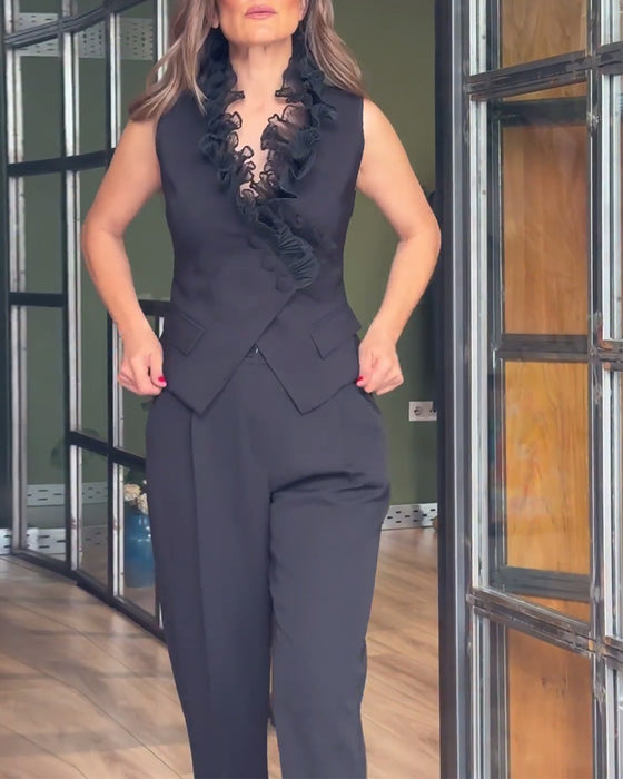 Slim Fit Ruffled Vest