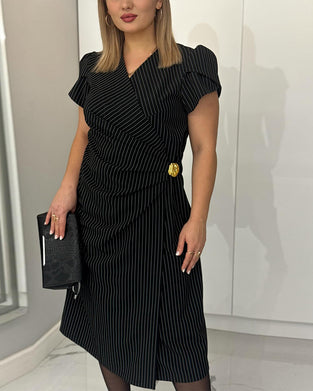 Elegant Striped Waist Dress