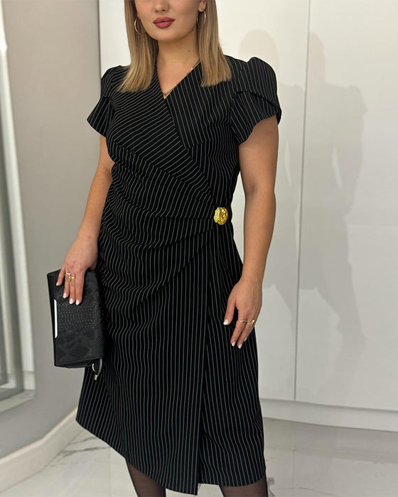 Elegant Striped Waist Dress