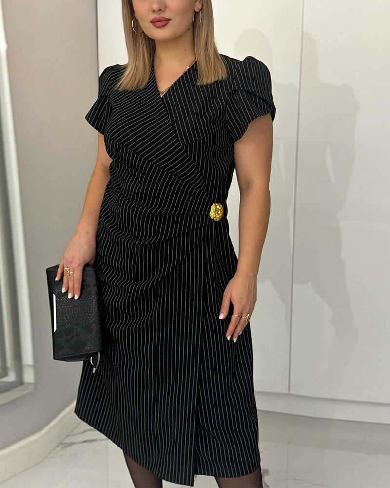 Elegant Striped Waist Dress